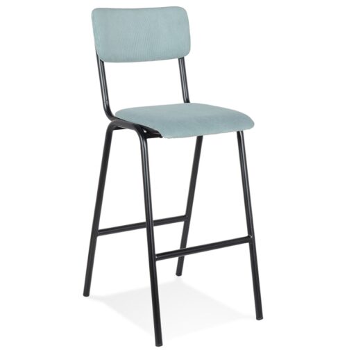 Tabouret de bar TALIA côtelé bleu en tissu - Commande 2