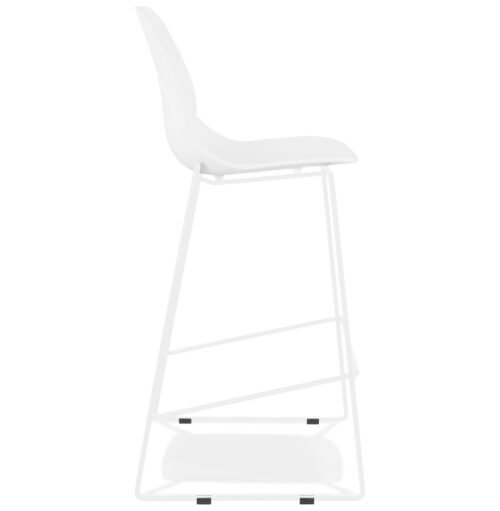 Tabouret de bar design blanc BERLIN empilable et metal blanc 2