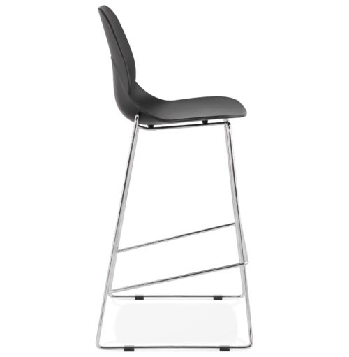 Tabouret de bar design empilable BERLIN noir Pied metal chrome 2