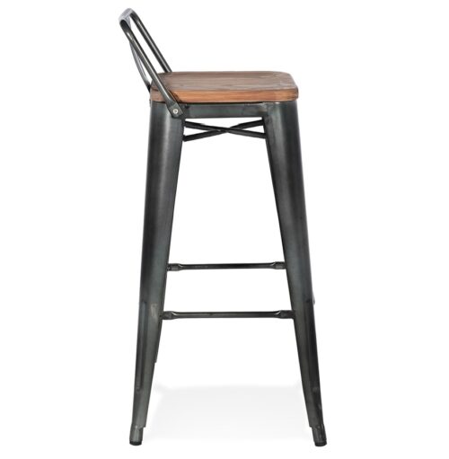 Tabouret de bar en metal gris fonce style industriel MECANO 2