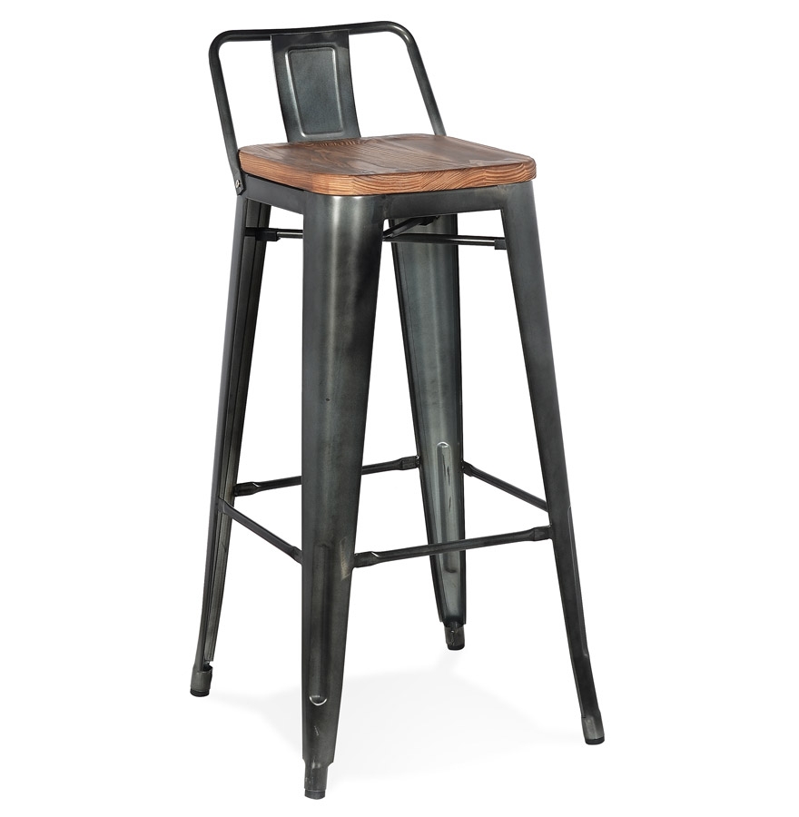 Tabouret de bar en métal gris foncé