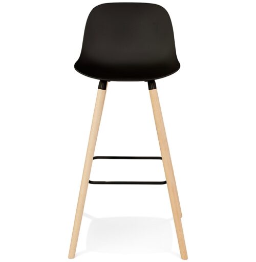 Tabouret de bar noir TATSU avec pieds bois naturel 1