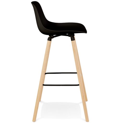 Tabouret de bar noir TATSU avec pieds bois naturel 2