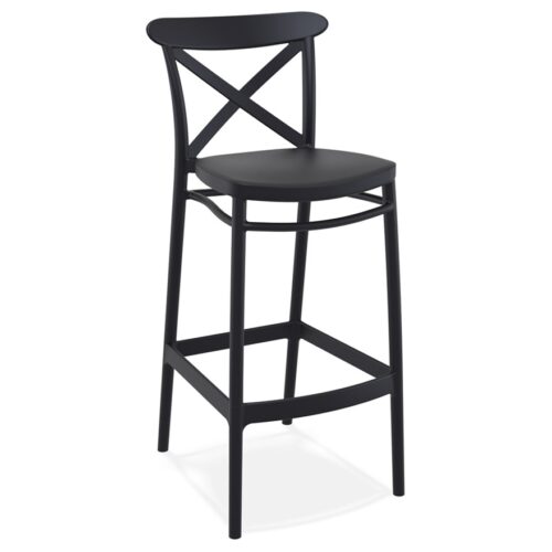 Tabouret de bar noir style rétro BERLIOZ en plastique