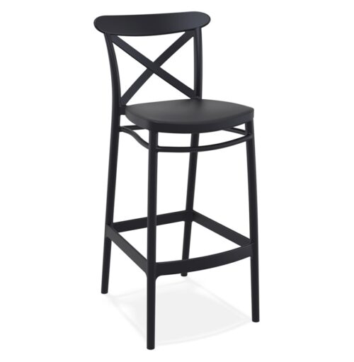 Tabouret de bar noir style rétro BERLIOZ en plastique