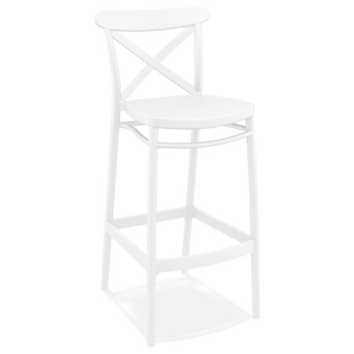 Tabouret de bar rétro BERLIOZ blanc en plastique