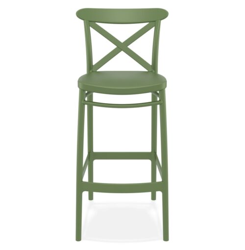 Tabouret de bar vintage BERLIOZ en plastique vert 1