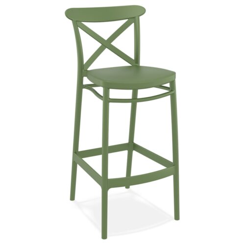 Tabouret de bar vintage BERLIOZ en plastique vert