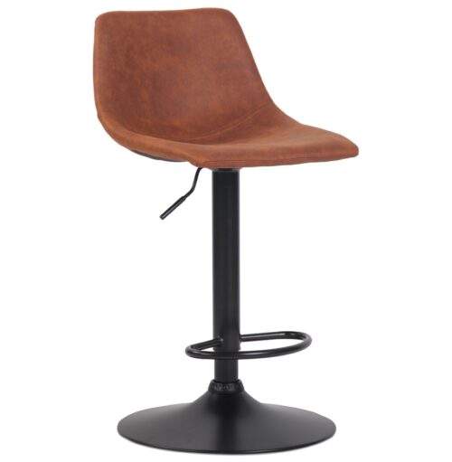 Tabouret design OMALET reglable en microfibre brune et metal noir 1