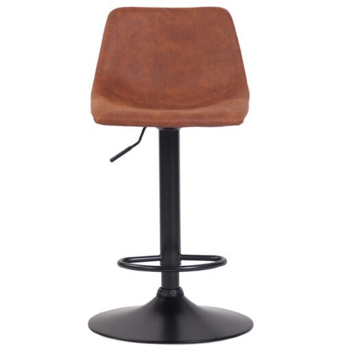 Tabouret design OMALET reglable en microfibre brune et metal noir 2