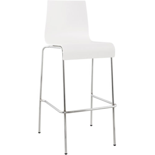 Tabouret haut empilable KWATRO en bois blanc – 4 pieds