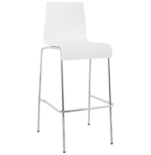 Tabouret haut empilable KWATRO en bois blanc - 4 pieds