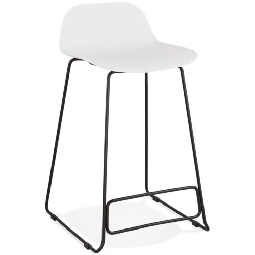 Tabouret snack BABYLOS MINI : blanc, pieds métal noir