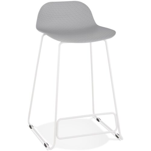 Tabouret snack BABYLOS MINI gris métal blanc