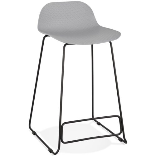 Tabouret snack BABYLOS MINI gris, pieds métal noir