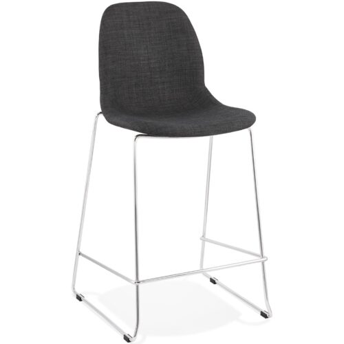 Tabouret snack FAKIR MINI gris foncé, pied métal chromé