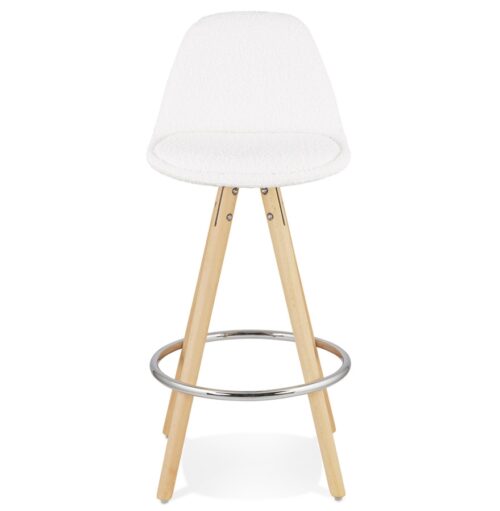 Tabouret snack FLORENCE MINI tissu blanc bouloche style scandinave 1