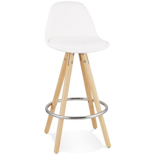 Tabouret snack FLORENCE MINI tissu blanc bouloché – style scandinave