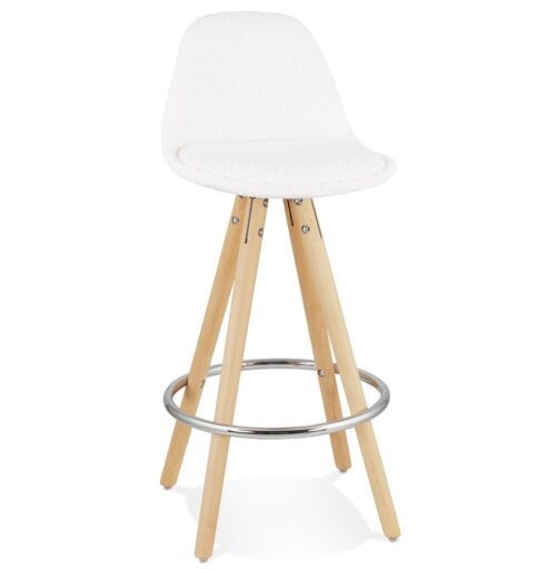 Tabouret snack FLORENCE MINI tissu blanc bouloché - style scandinave