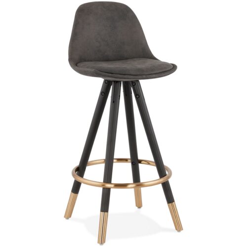 Tabouret snack KONG MINI microfibre grise, bois noir