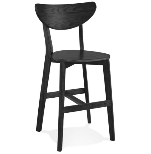 Tabouret snack LEONARDO MINI mi-hauteur en bois noir - Lot de 2 / Prix unitaire