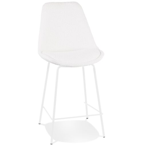 Tabouret snack LEONIE MINI tissu bouloché blanc