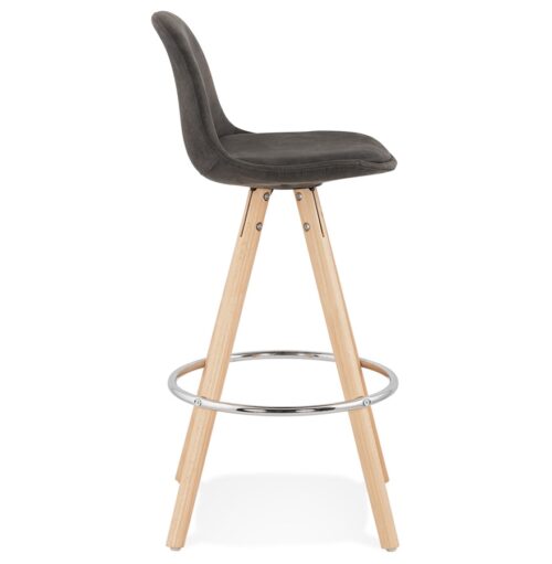 Tabouret snack MARKA MINI microfibre grise bois naturel 2