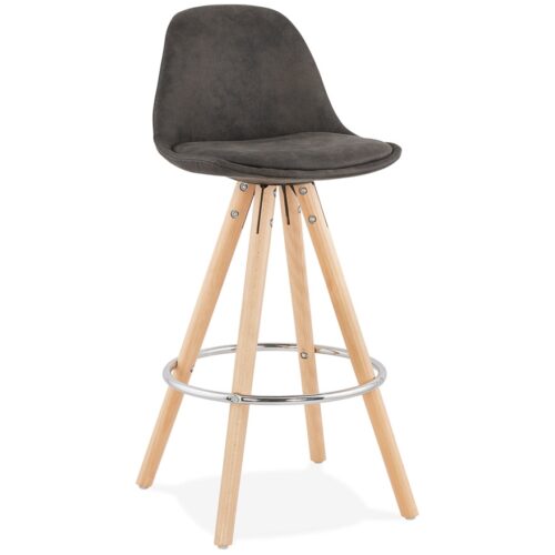 Tabouret snack MARKA MINI microfibre grise, bois naturel