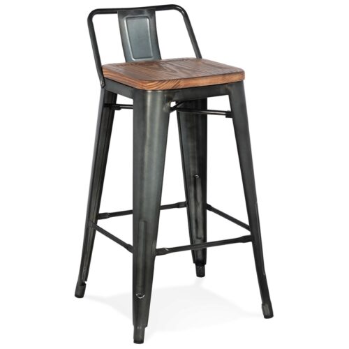 Tabouret snack MECANO MINI gris foncé industriel de mi-hauteur