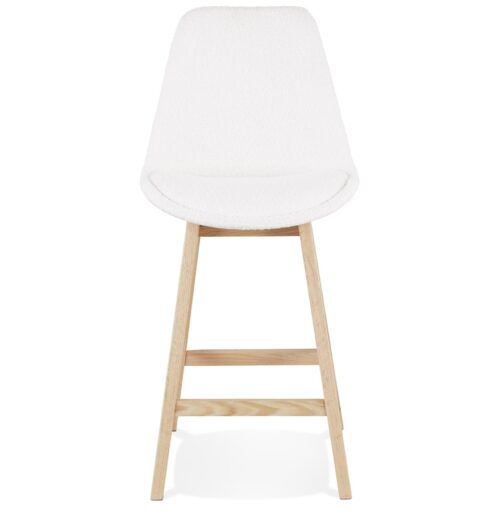 Tabouret snack SANDRA MINI blanc en tissu boucle style scandinave 1