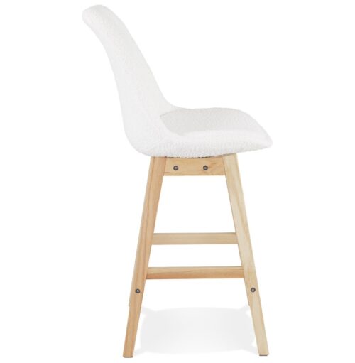 Tabouret snack SANDRA MINI blanc en tissu boucle style scandinave 2