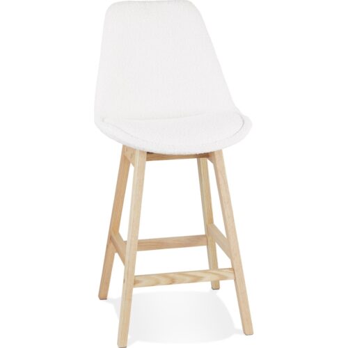 Tabouret snack SANDRA MINI blanc en tissu bouclé style scandinave