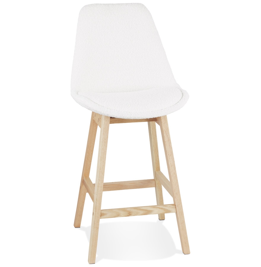 Tabouret snack SANDRA MINI blanc en tissu bouclé style scandinave