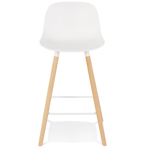 Tabouret snack TATSU MINI blanc pieds bois naturel 1