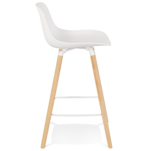 Tabouret snack TATSU MINI blanc pieds bois naturel 2