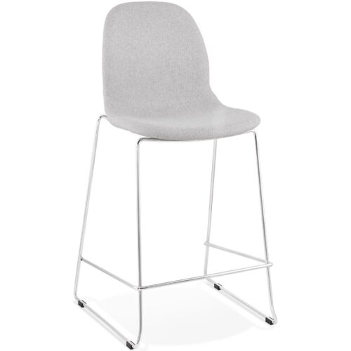 Tabouret snack empilable FAKIR MINI gris clair, pied métal chromé