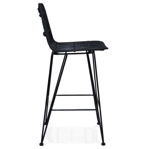 Tabouret snack en rotin noir BOCADIA MINI mi hauteur 2