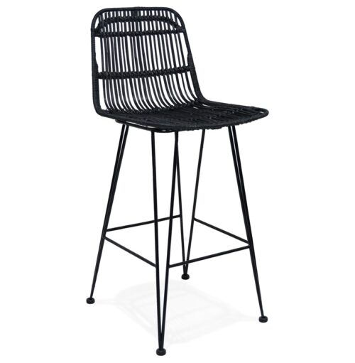 Tabouret snack en rotin noir BOCADIA MINI - mi-hauteur