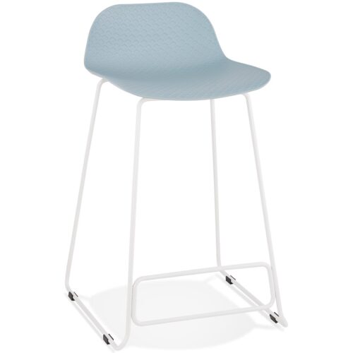 Tabouret snack mi-hauteur BABYLOS MINI bleu métal blanc