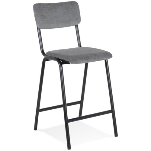 Tabouret snack mi-hauteur TALIA MINI côtelé gris foncé – lot de 2 – prix unitaire