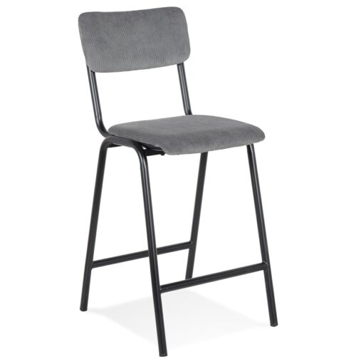 Tabouret snack mi-hauteur TALIA MINI côtelé gris foncé - lot de 2 - prix unitaire