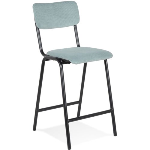 Tabouret snack mi-hauteur en tissu côtelé bleu – Lot de 2 / Prix unitaire