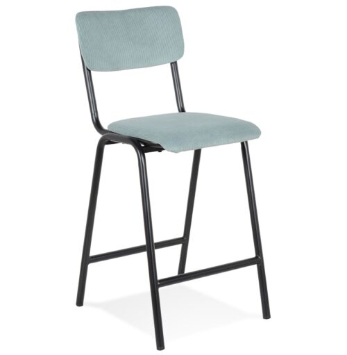 Tabouret snack mi-hauteur en tissu côtelé bleu - Lot de 2 / Prix unitaire