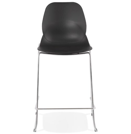 Tabouret snack mi hauteur noir BERLIN MINI avec pied chrome 1