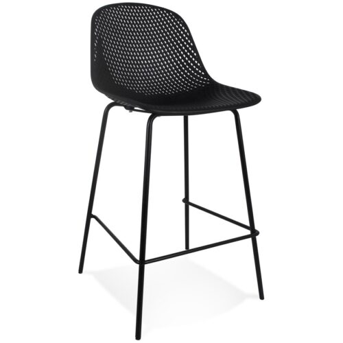 Tabouret snack mi-hauteur perforé noir LOKI MINI – intérieur/extérieur