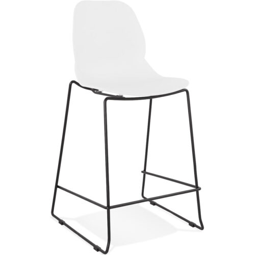 Tabouret snack moderne BERLIN MINI mi-hauteur blanc, empilable