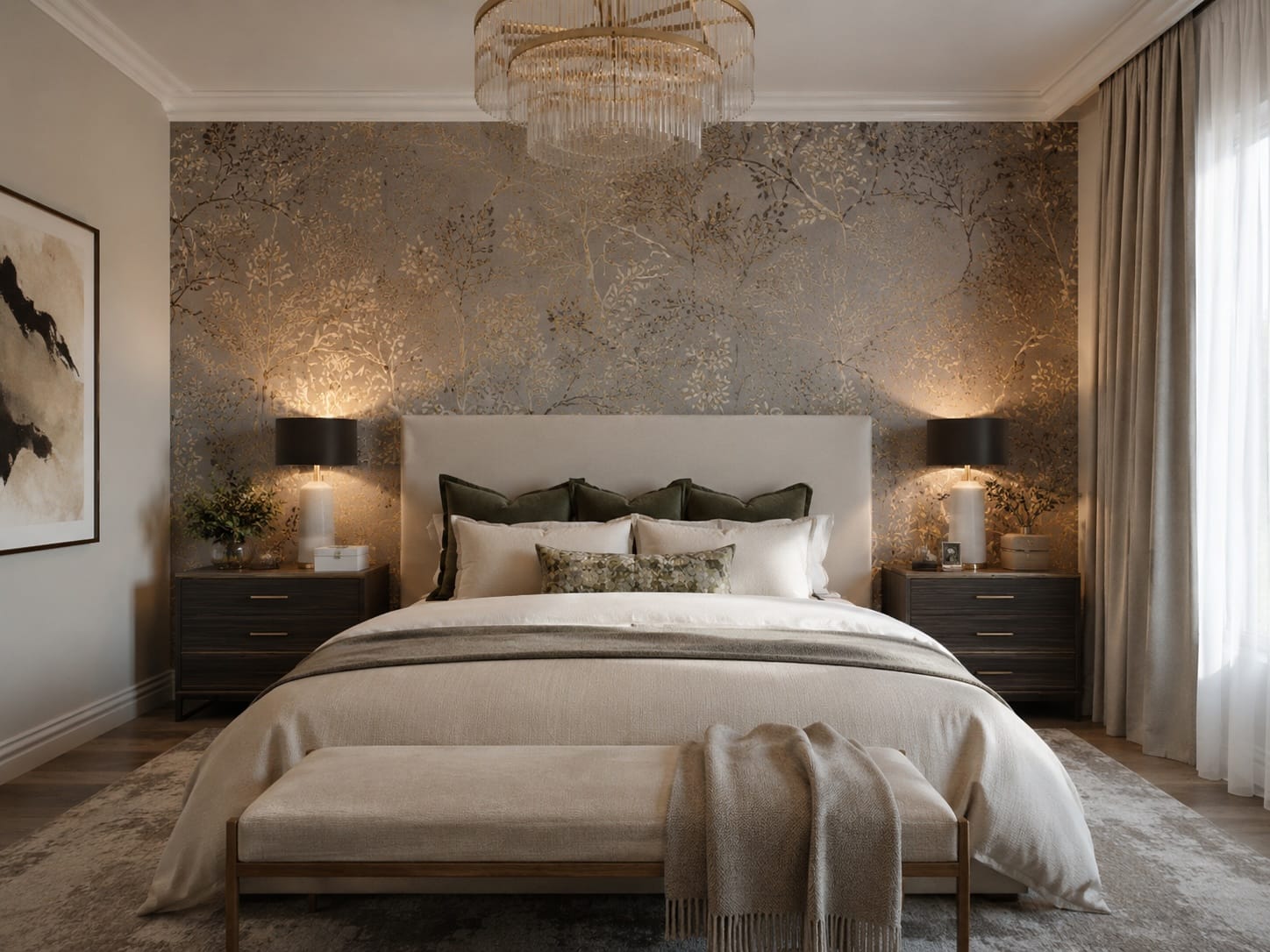 magnifique mur accent dans une chambre parentale en tête de lit