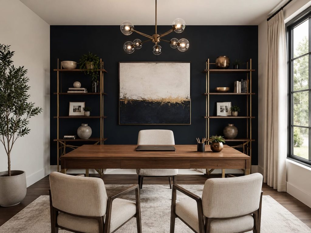 mur de couleur dans un bureau afin de donner un peu plus de chaleur